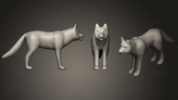 Animal figurines (WOLF LOWPOLY, STKJ_1624) 3D models for cnc